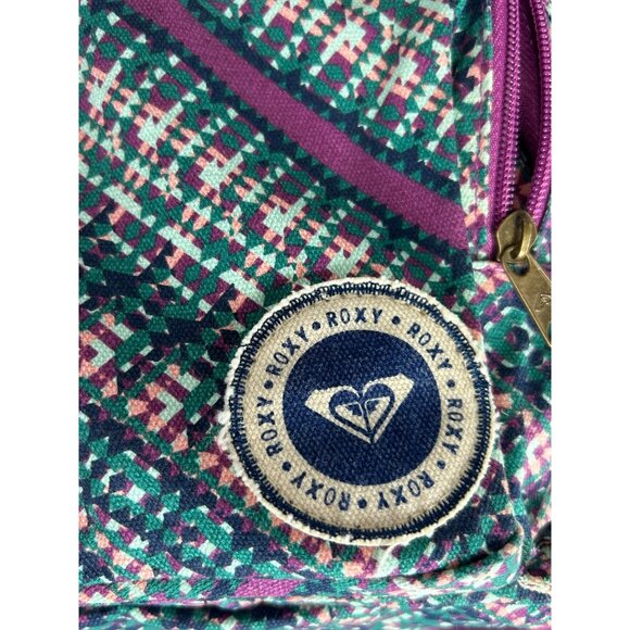ROXY Backpack Multicolor Diamond Geometric Print Cinch Dual Strap Cotton Blend - Picture 10 of 14